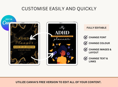 PLR ADHD Planner, Digital Planner ADHD, ADHD Workbook, ADHD Planners, ADHD Planner Book, ADHD Planner Adult