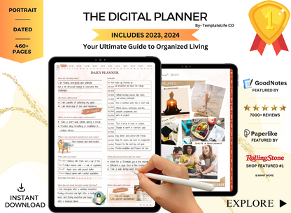 PLR Resell Undated Digital Planner, Daily Planner, Hyperlinked Journal PLR Journal Canva Editable Commercial Use Resell Rights