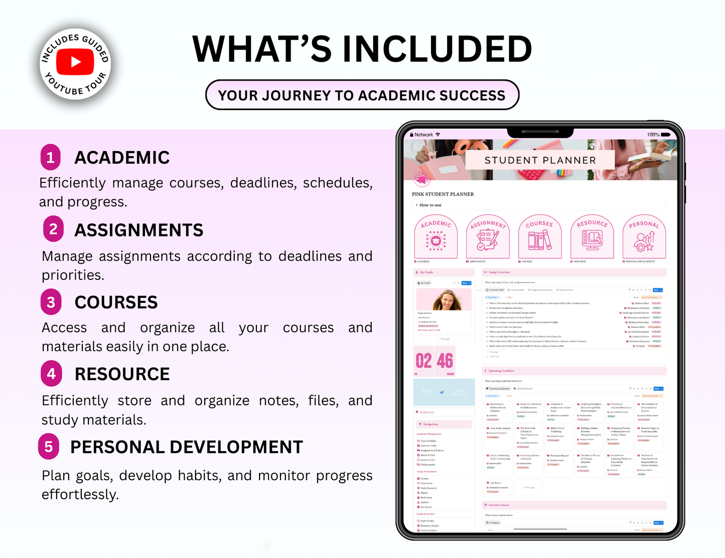 Pink Notion Girl Student Planner