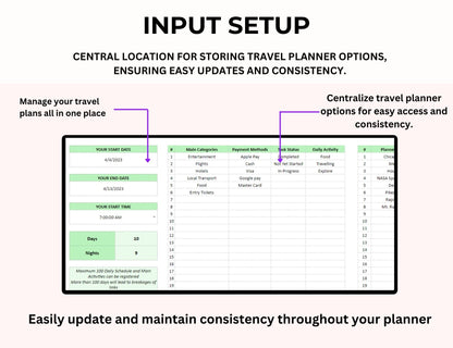 Travel Spreadsheet Itinerary Excel Template
