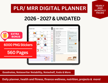 Digital Planner 2026, 2027, Goodnotes Planner, iPad Planner, Notability Planner, Digital Journal, Daily Planner, Weekly Planner
