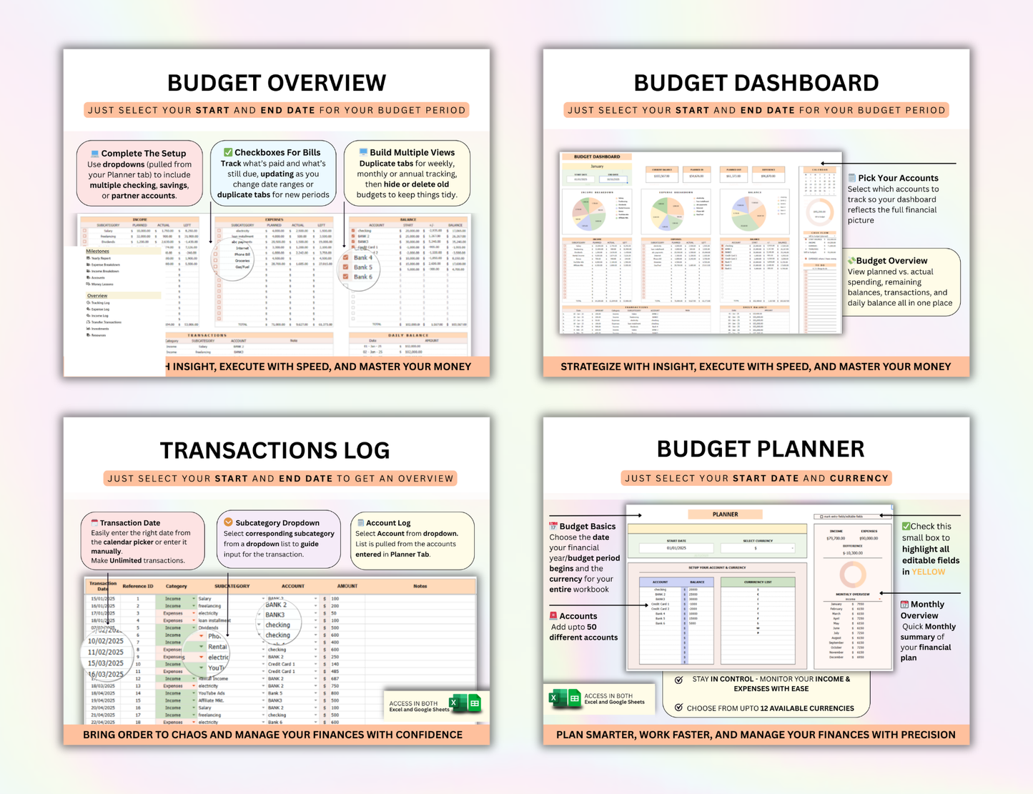 50 30 20 Annual Budget, Budget Excel, Budget Google Sheets, Budget Planner, Budget Tracker, Budget Spreadsheet, Budget Template