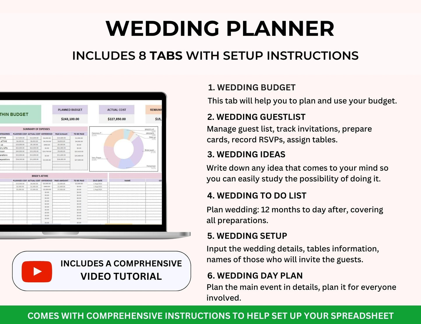 Wedding Spreadsheet Excel  Master Resell Rights