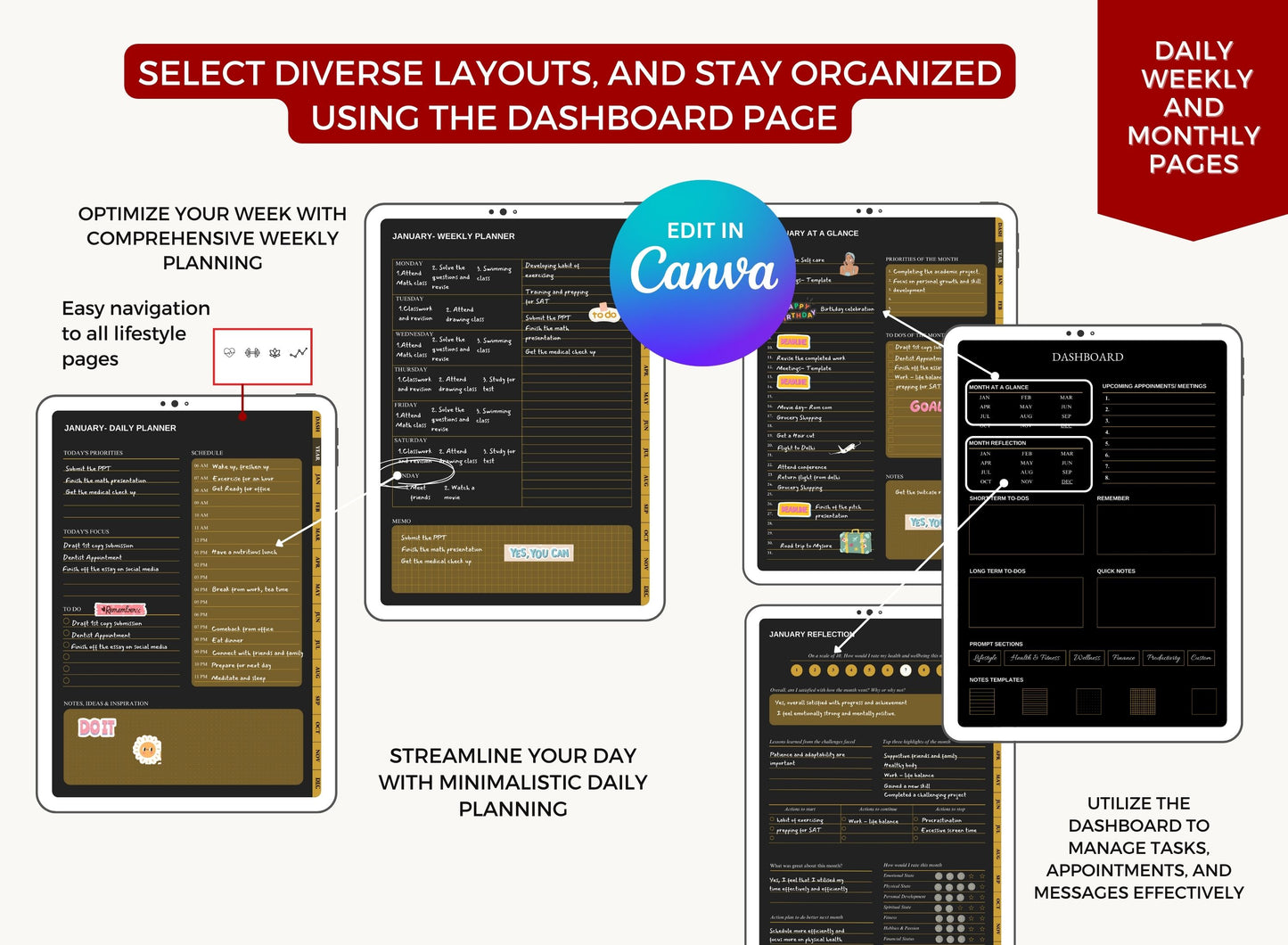 Dark Digital Planner to Resell [ Free Gift ]