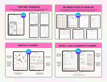 Girl Planner, Boss Babe, Planner Girl, Self Care, Girl Ebook, Digital Planner, Goodnotes Planner, Ipad planner, Faceless Reels, Monthly Planner, self care journal,
