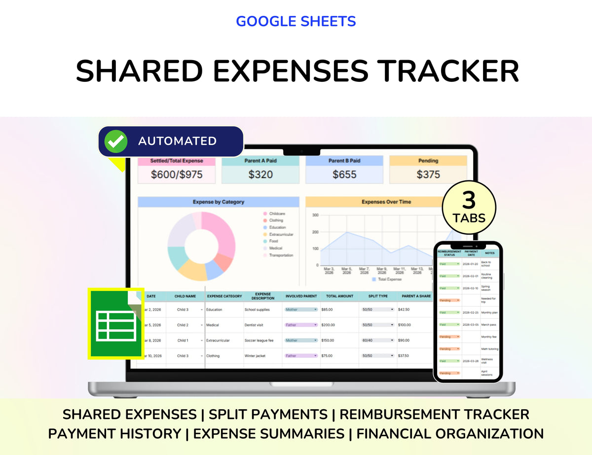 Co-Parenting Planner Bundle Shared Expenses Custody and Call Logs