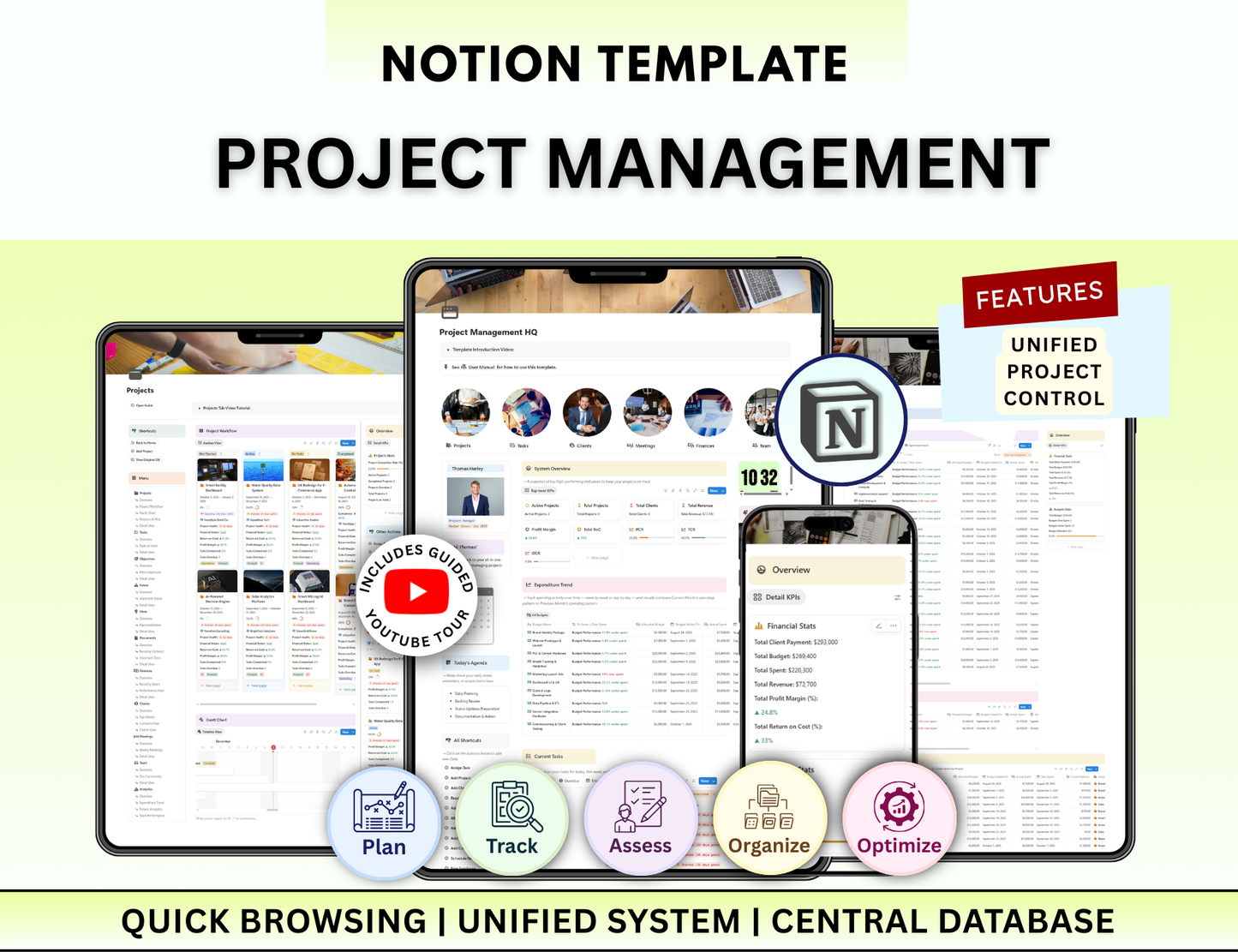 Business Notion Planner Package Pro, Notion, Notion template, Notion dashboard, Project management, Client Tracker, Business Templates