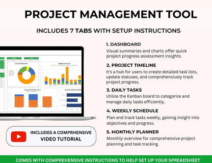 Project Management Spreadsheet Template with Gantt Chart