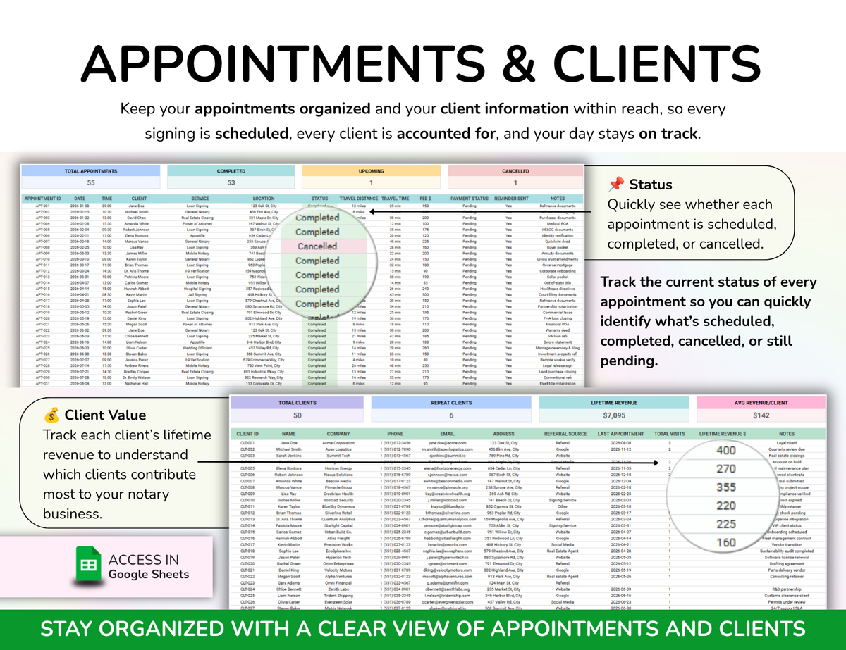Notary Planner Notary Public Business Tracker
