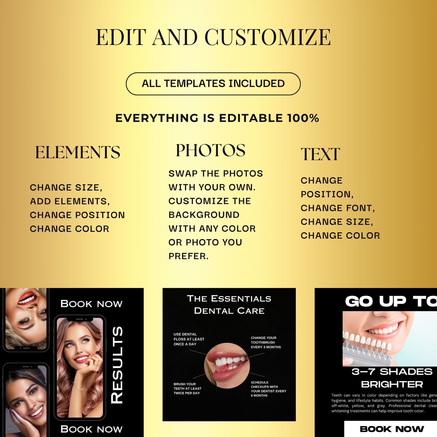 60 Teeth Whitening Social Media Post Template | Tooth Gem Instagram Templates