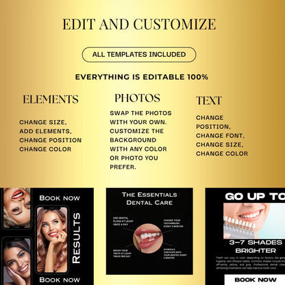 60 Teeth Whitening Social Media Post Template | Tooth Gem Instagram Templates