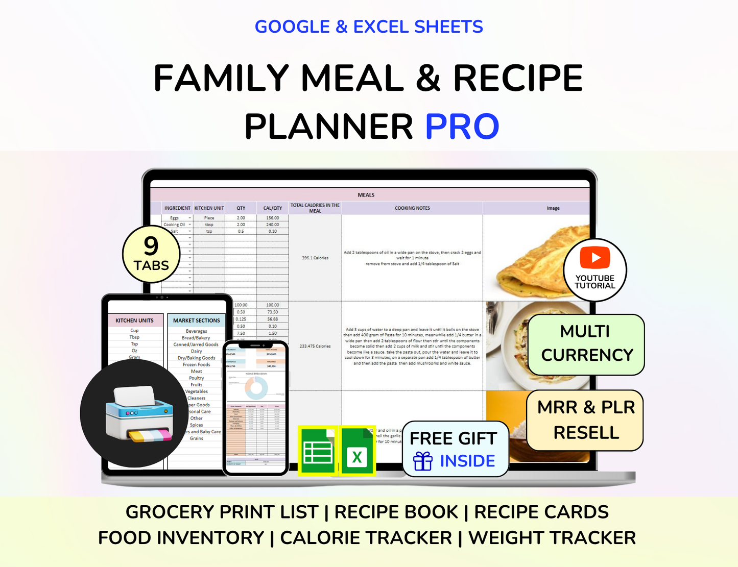 Family Organizer Spreadsheet Bundle Master Resell Rights