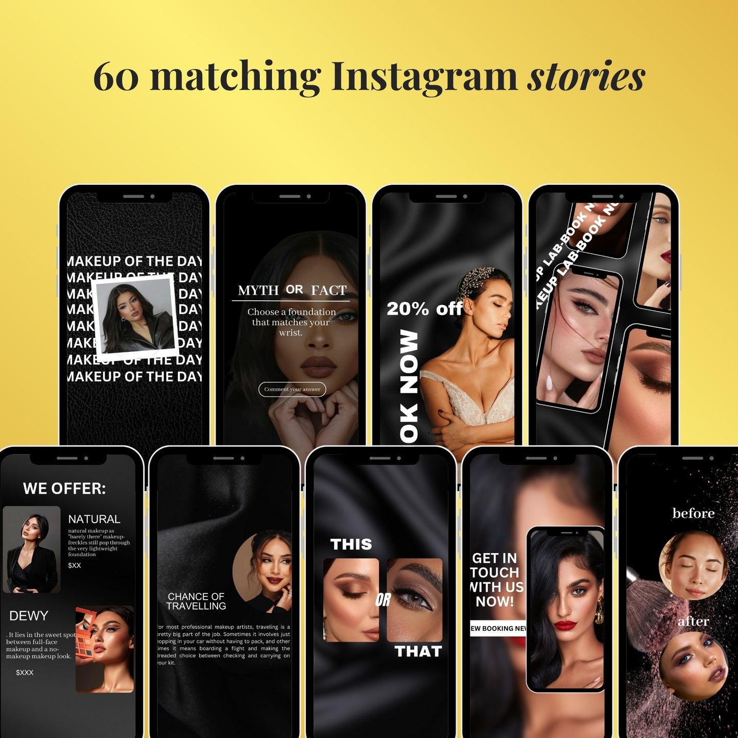 120 Makeup Artist Instagram Templates | MUA Templates | Beauty Salon Templates | Social Media Posts Canva | Makeup Instagram Post Templates