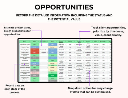 Customer Relationship Management CRM Tracker Excel and Google Sheets