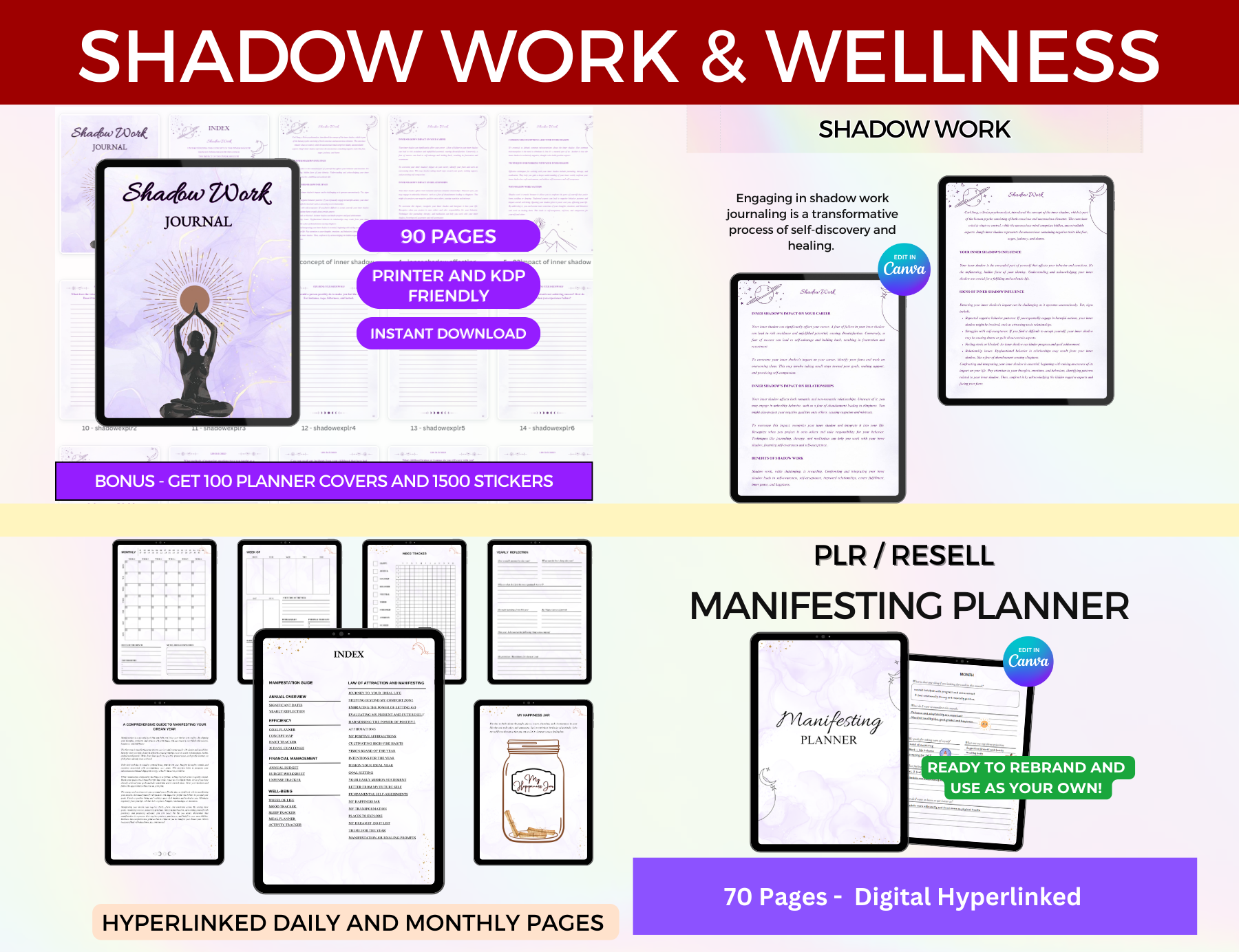 wellness planner, wellness journal, ULTIMATE PLANNER, travel planner, student planner, shadow work templates, Shadow Work Prompts for Beginners, Shadow Work Prompts, shadow work plr, shadow work journal prompts, Shadow Work Journal for Beginners, Shadow Work Journal, resell adhd planner, recipe printable, recipe planner, recipe journal, Productivity Tracker, productivity planner, PLR Travel planner, plr student planner, plr lifestyle, plr financial planner, plr adhd planner
