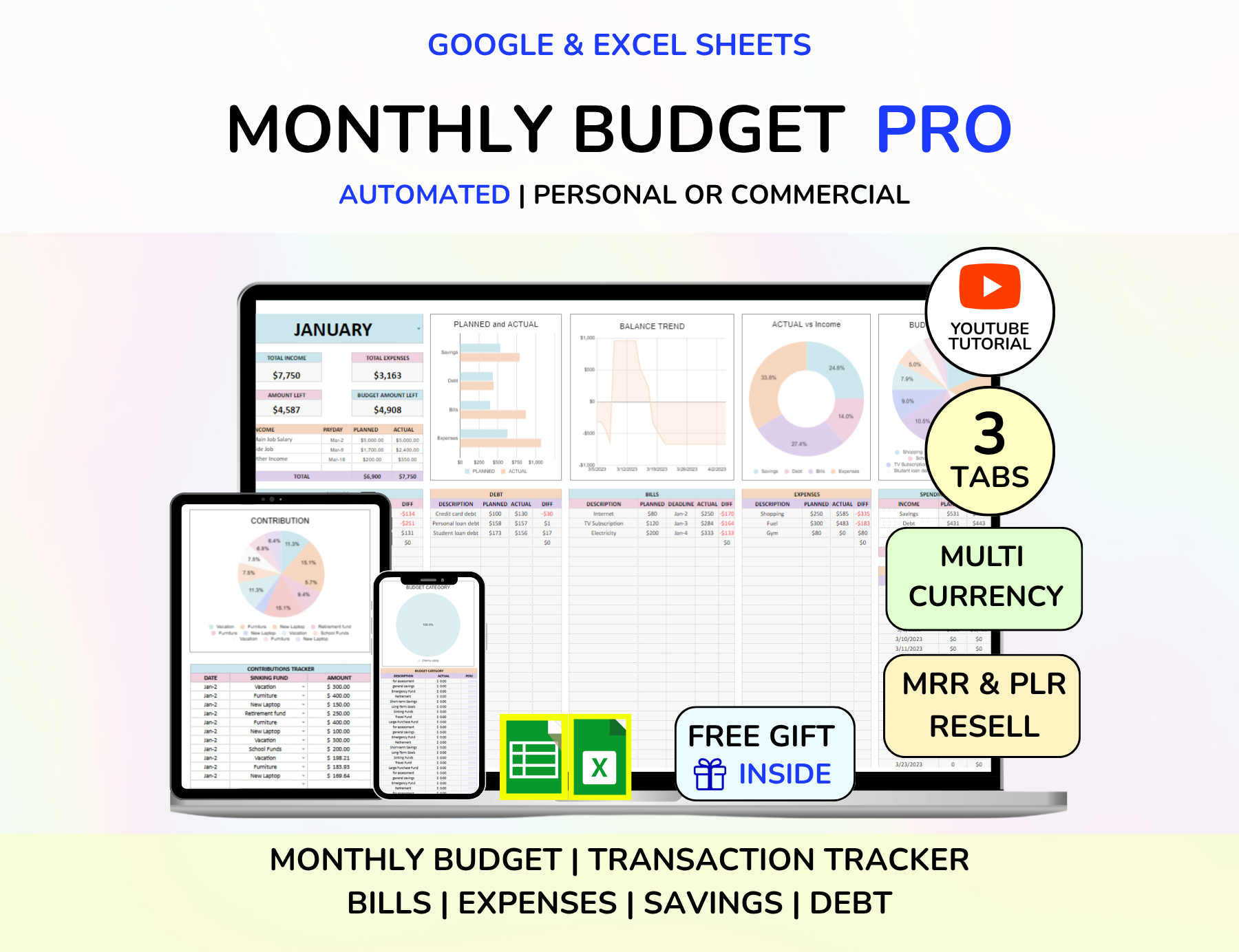 PLR Budget Package Budget Template Resell PLR Digital Planner PLR Budget Plr Google Sheet Reseller Spreadsheet Plr Planner Plr Product