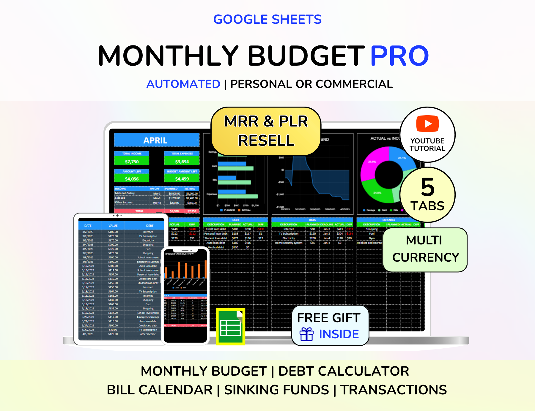 PLR Dark Budget Bundle, Master Resell Rights, MRR products, PLR Digital products, Passive Income, Resell Planners, Plr planners