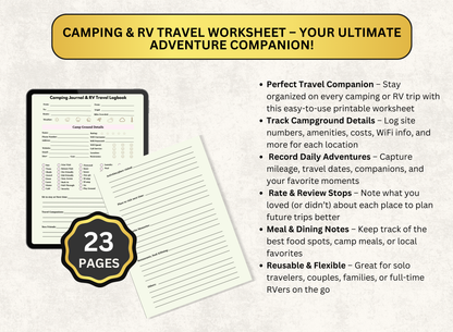 camping and rv travel planner, camping and rv travel workbook, camping and rv travel worksheet, camping and rv travel fillable pdf, camping and rv travel journal, worksheet, workbook, planner, fillable pdf, daily planner, digital planner, fill out pdf, fill out pdf online, best planners, custom planner, editable pdf, pdf fillable form, best online planner