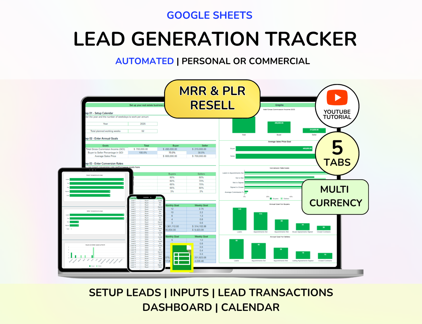 Real Estate CRM Landlord Rental Property Spreadsheet Transaction Coordinator Buyer Seller Pipeline Listing Expense Real Estate Tracker