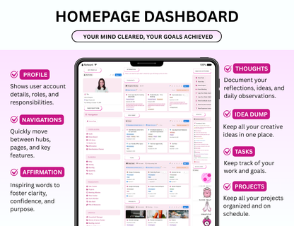 Pink Notion Advanced Life Second Brain Planner