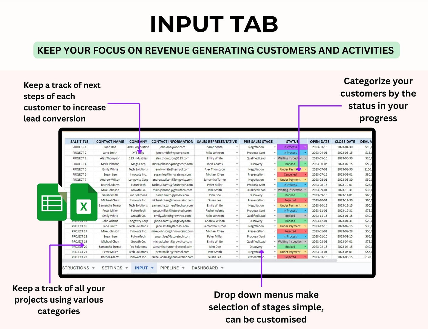 Sales Tracker Pipeline Spreadsheet