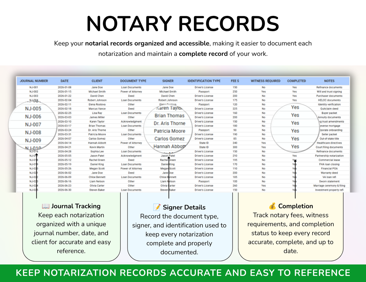 Notary Planner Notary Public Business Tracker