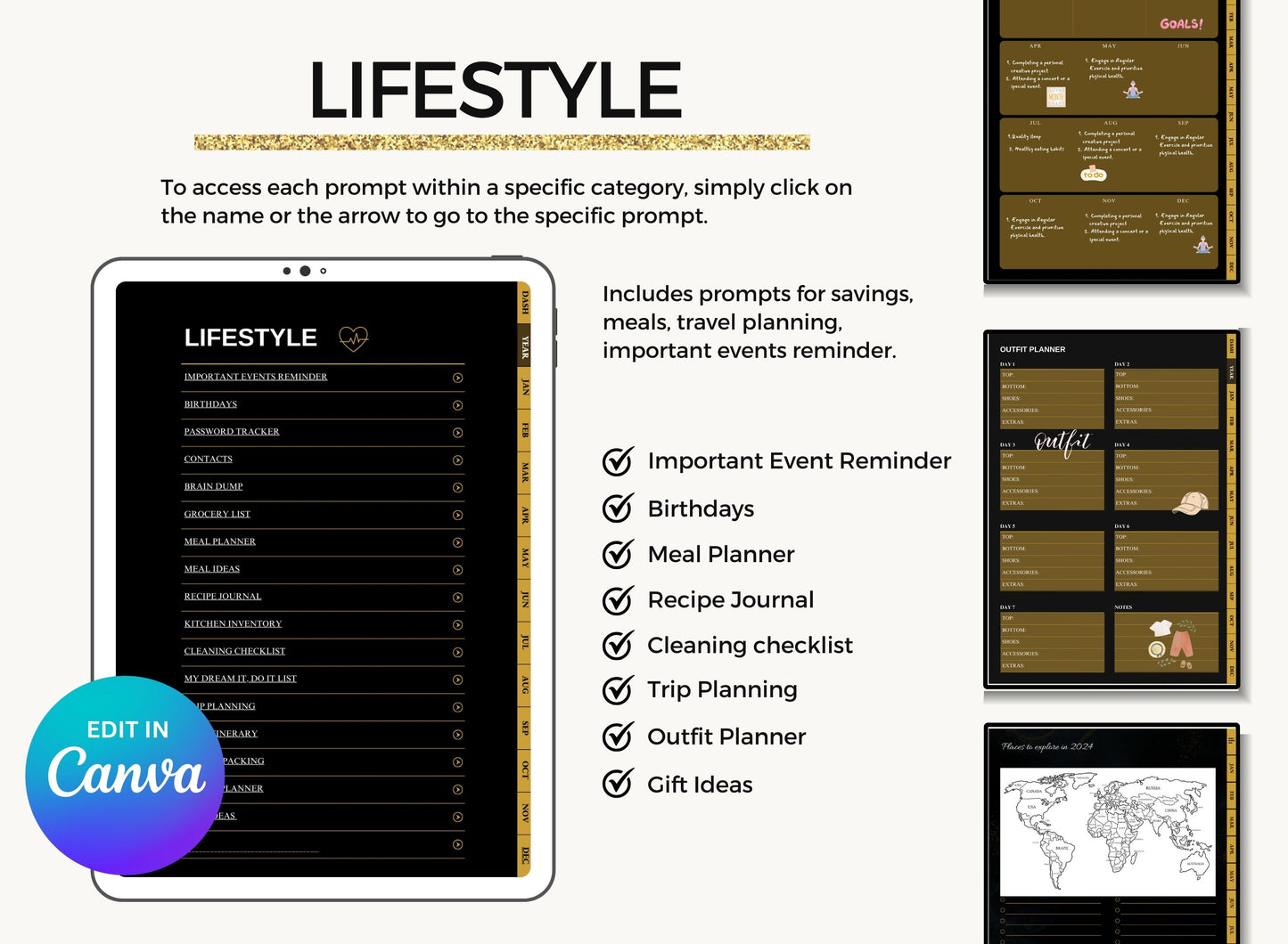 Dark Digital Planner to Resell [ Free Gift ]