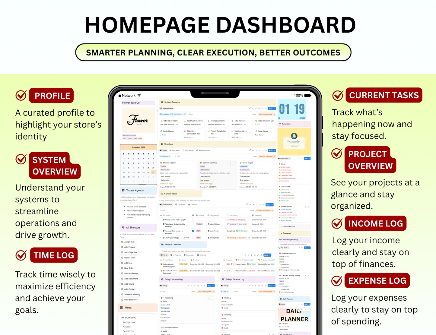 CRM Customer Relationship Management, Client Tracker Notion, Client Log Notion template, Client dashboard, business tracker notion, business template, Business Planner, business plan notion, business goals notion