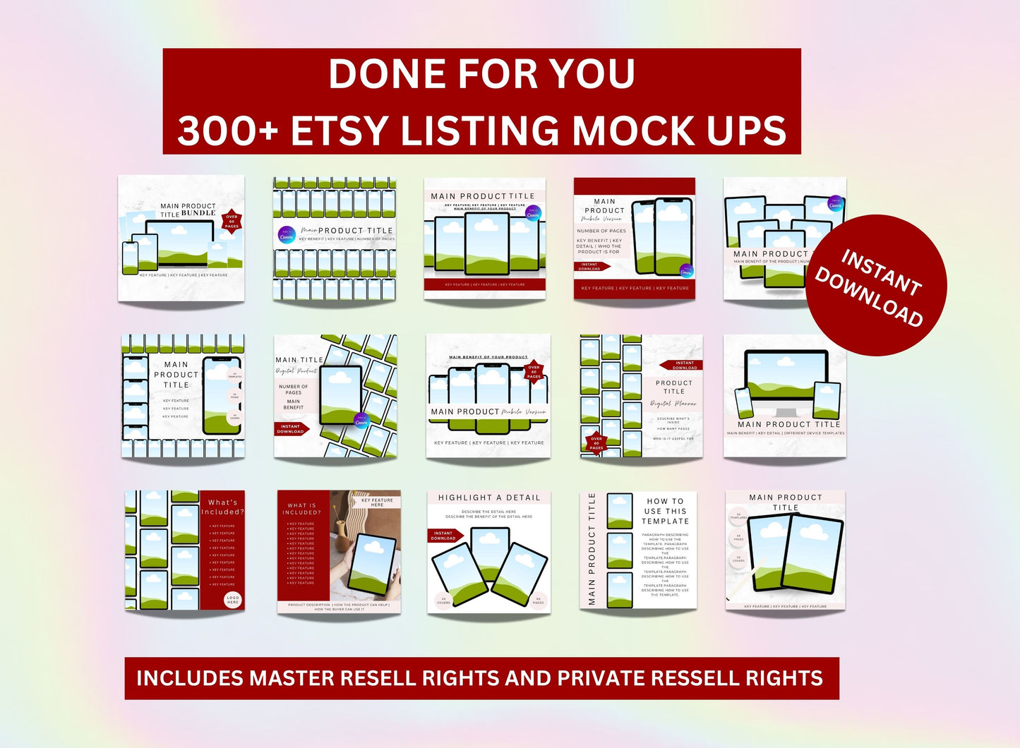 Canva Mockups Etsy Mockups Digital Product Listing Mockups Digital templates