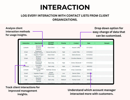 Customer Relationship Management CRM Tracker Excel and Google Sheets