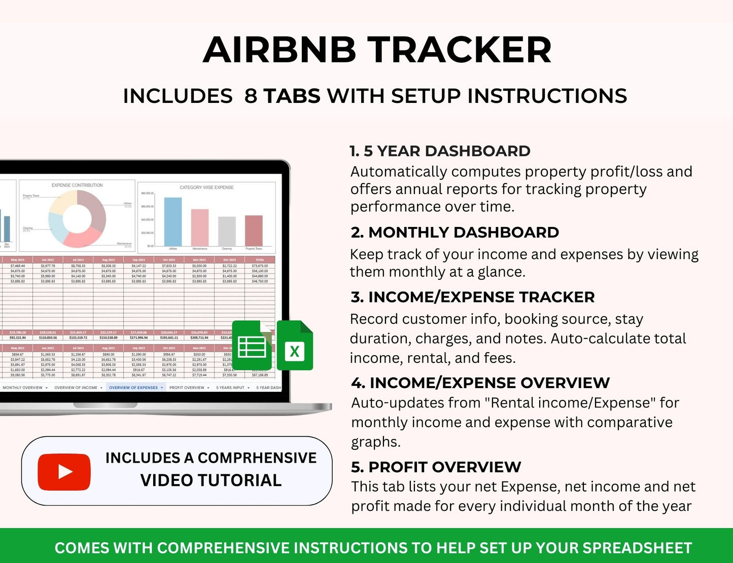 AirBNB Rental Income and Expense Spreadsheet