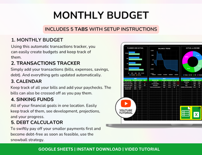 Dark Mode Spreadsheet Budget Planner, Master Resell Rights, PLR Google Sheets
