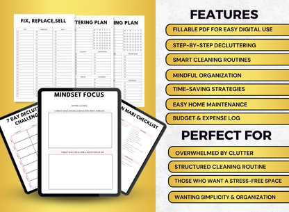 decluttering and cleaning planner, decluttering and cleaning workbook, decluttering and cleaning worksheet, decluttering and cleaning fillable pdf, decluttering and cleaning journal, worksheet, workbook, planner, fillable pdf, daily planner, digital planner, fill out pdf, fill out pdf online, best planners, custom planner, editable pdf, pdf fillable form, best online planner