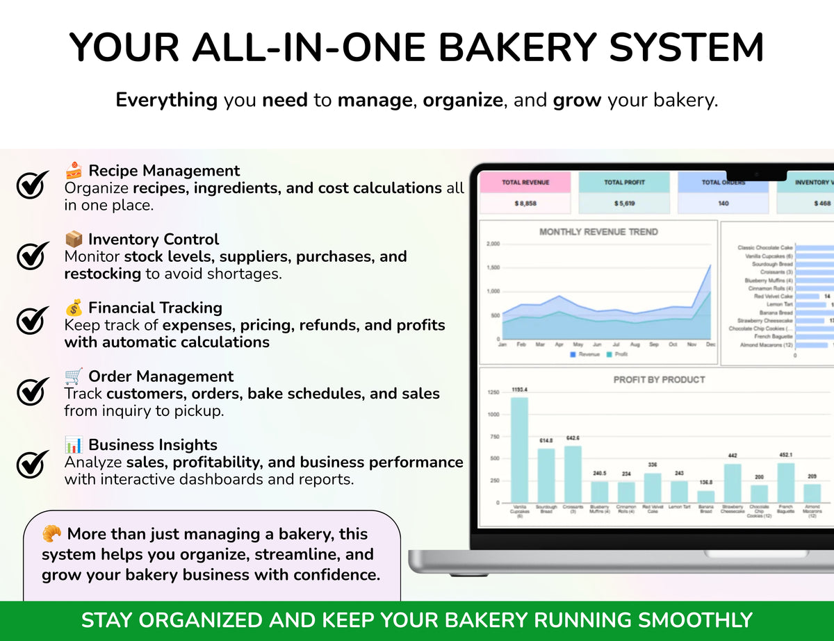 Bakery Planner Business Spreadsheet Recipe Cost Calculator