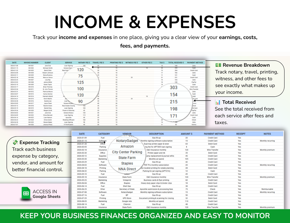 Notary Planner Notary Public Business Tracker