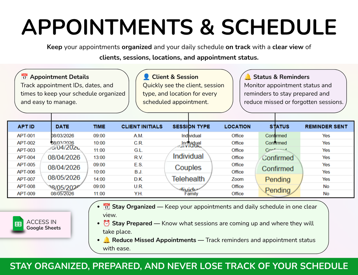 Therapist Planner Caseload tracker Session log Therapy organizer