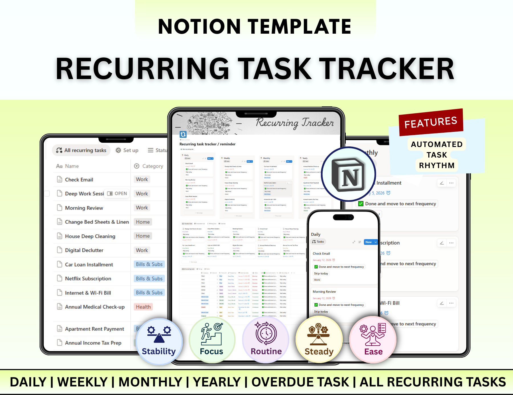 Notion Planner Essential Bundle, Notion dashboard, Notion template, Notion Tracker, Notion Productivity, Notion Task tracker