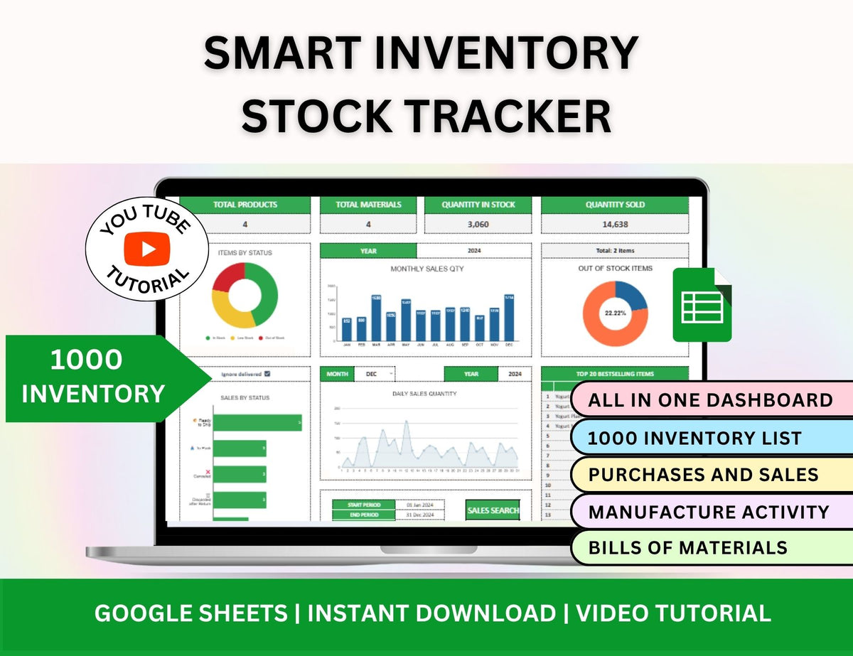 Sales Planner Bundle Inventory Tracker Order Tracker Invoice