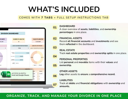 Divorce Planner Spreadsheet Asset Division Financial Settlement