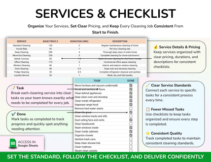 Cleaning Business House Cleaning Tracker Spreadsheet