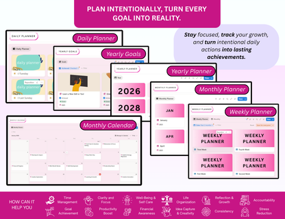 Pink Notion Advanced Life Second Brain Planner