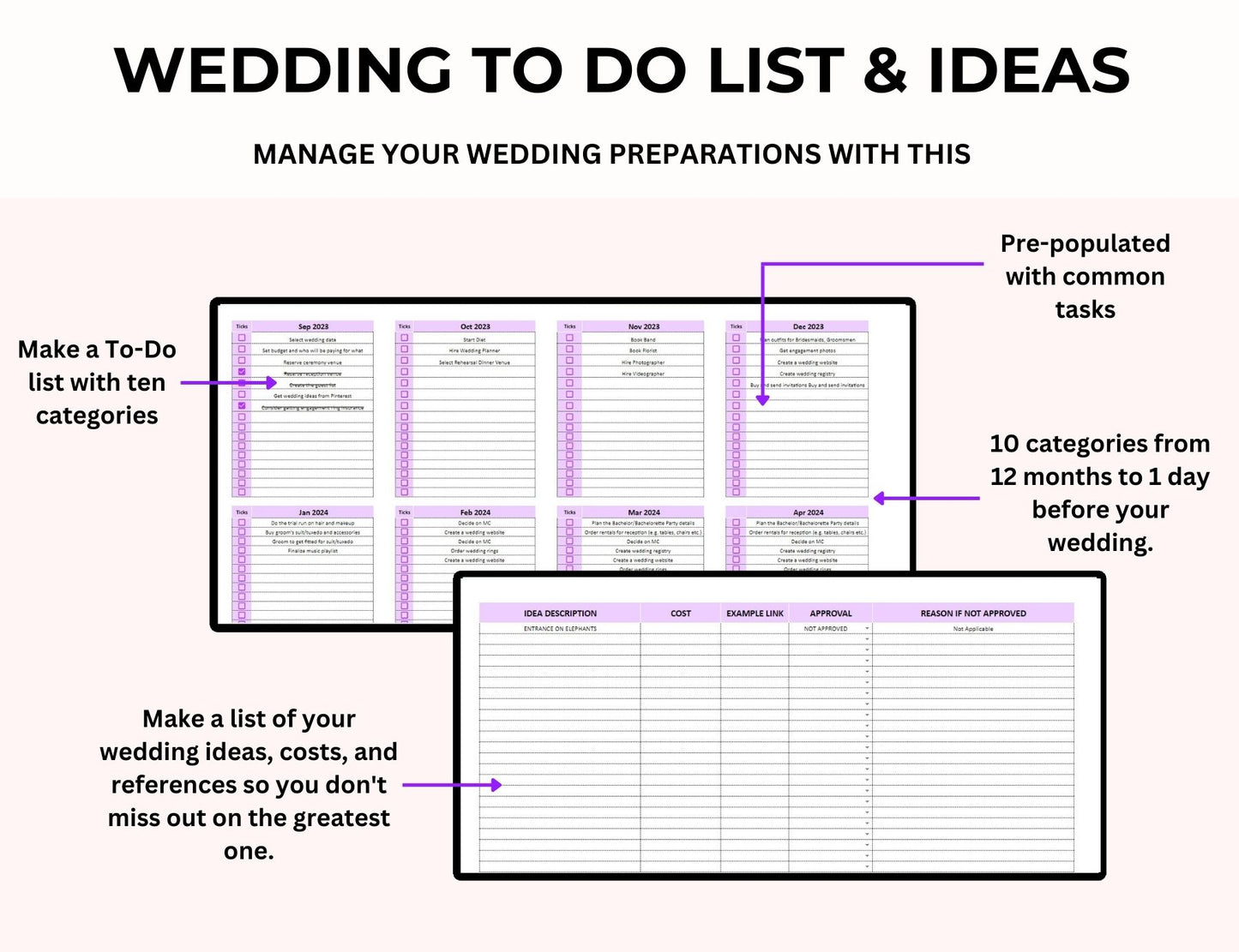 Wedding Spreadsheet Excel  Master Resell Rights