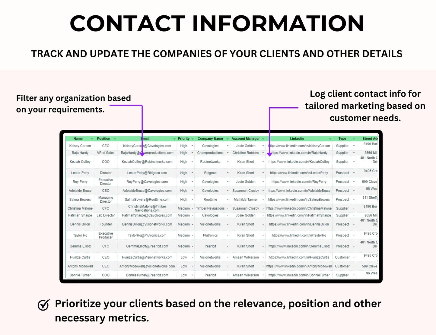 Customer Relationship Management CRM Tracker Excel and Google Sheets