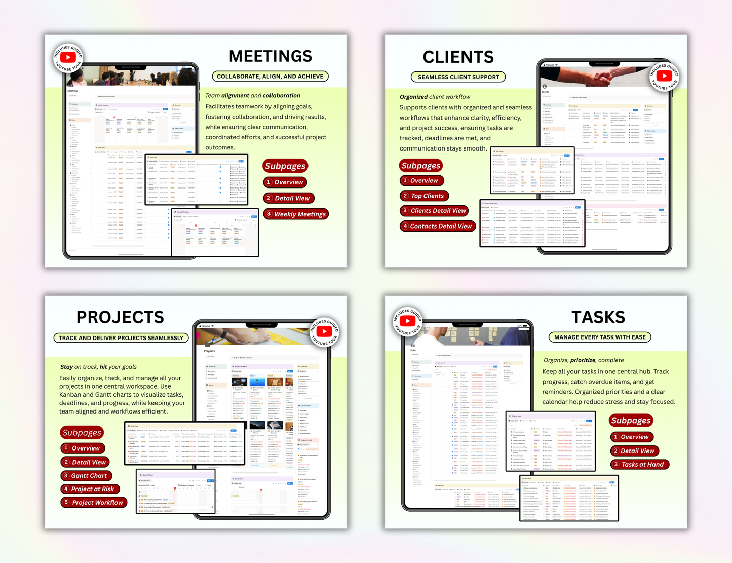 Business Notion Planner Package Pro, Notion, Notion template, Notion dashboard, Project management, Client Tracker, Business Templates