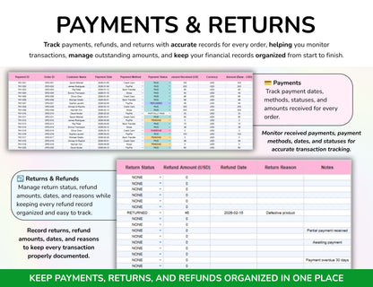 Order Tracker Spreadsheet, Order Management, Inventory Tracker