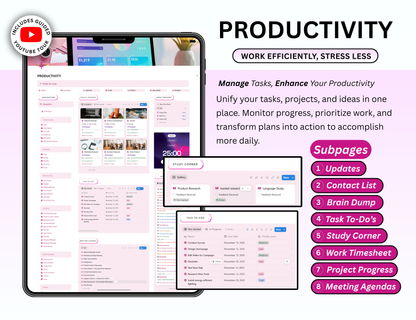Pink Notion Advanced Life Second Brain Planner