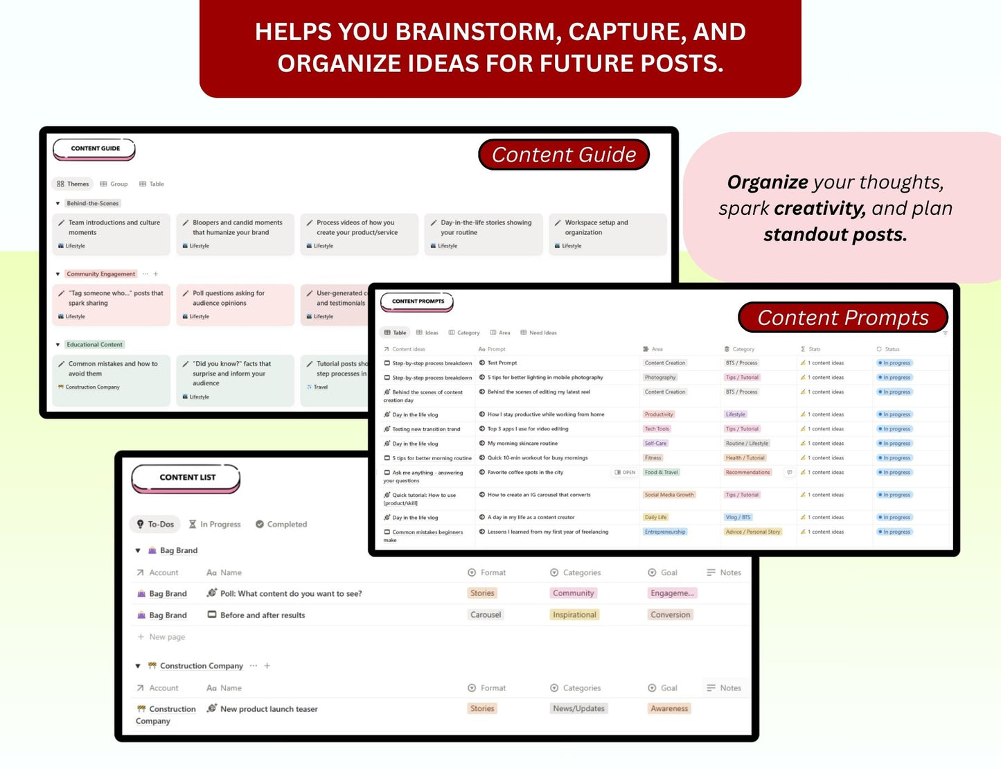 Instagram Planner Notion