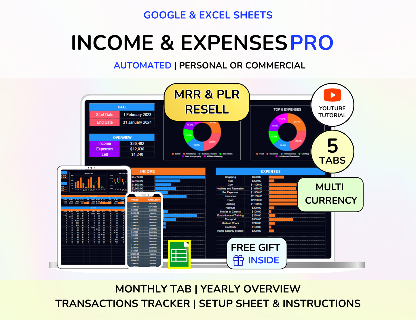 Reseller Spreadsheet, PLR Excel, personal budget template excel
, personal budget template, MRR PLR Spreadsheet Budget Planner, monthly expenses spreadsheet, monthly budget template, income and expense worksheet, household budget template, home budget template, expenses spreadsheet, budget template google sheets, budget template, budget spreadsheet template