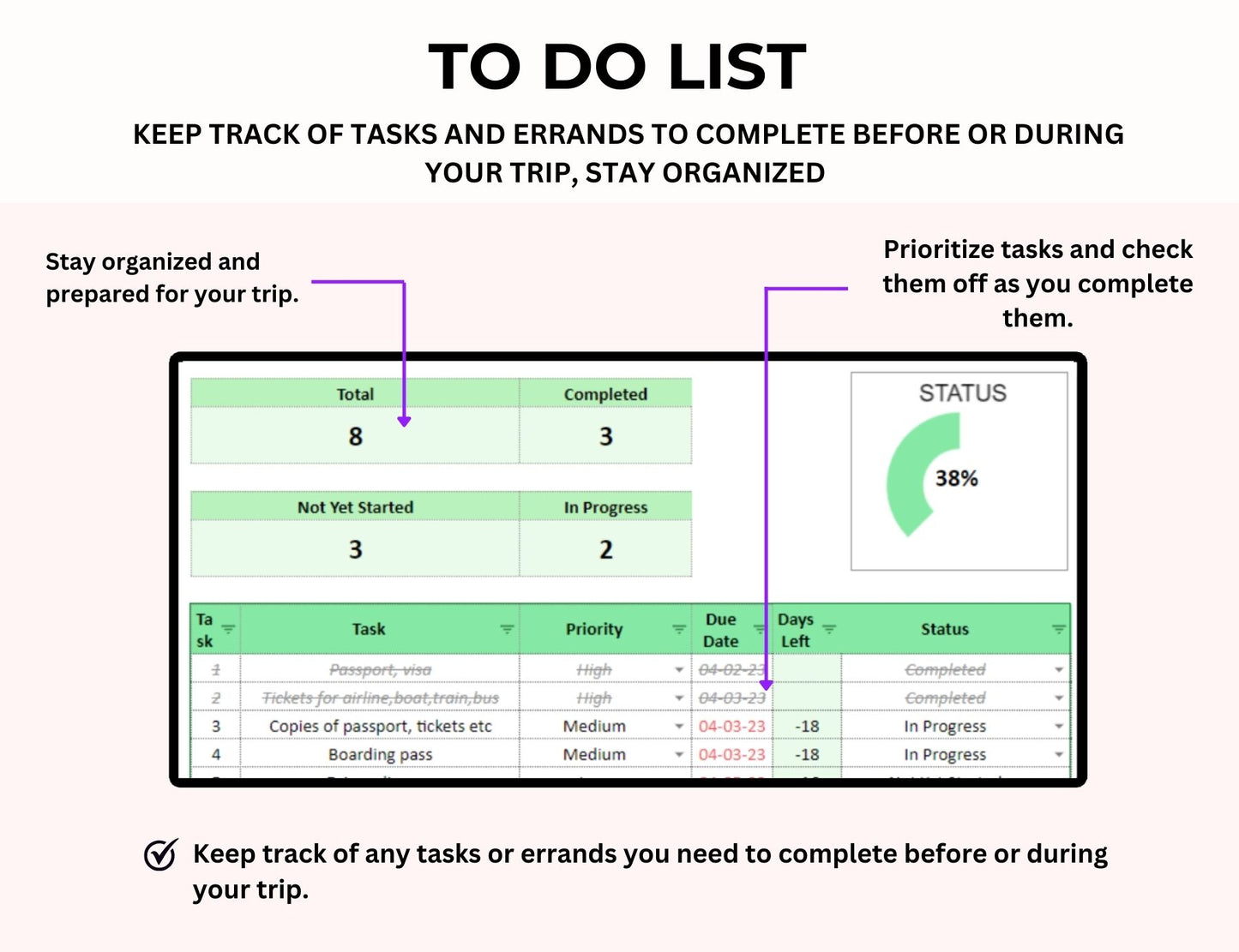 Travel Spreadsheet Itinerary Excel Template