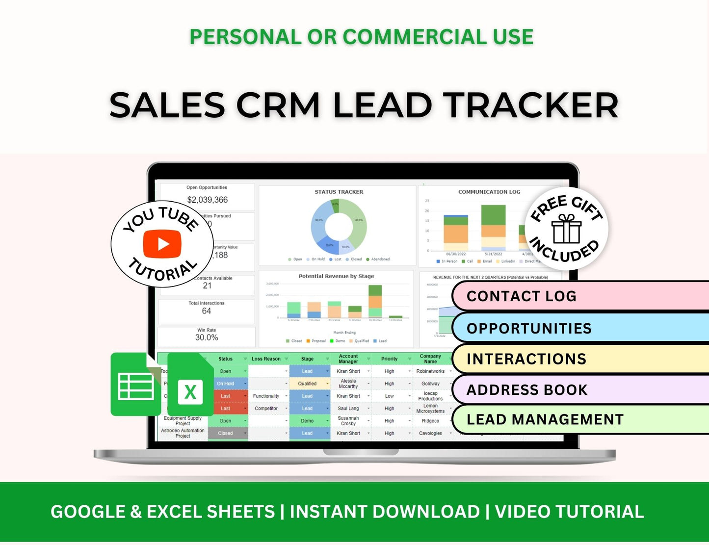 PLR Small Business Spreadsheet CRM, Business Tracker